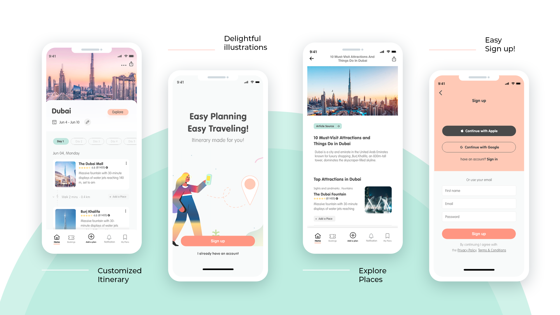 Let’s Travel app screens